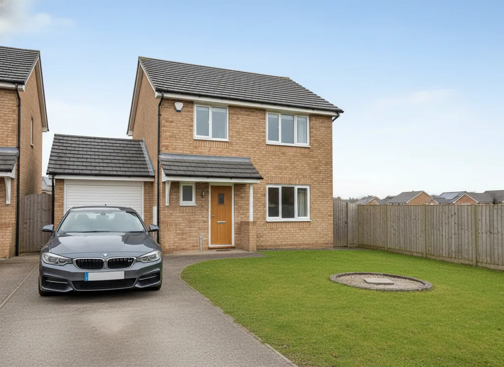 A car parked in front of a house.